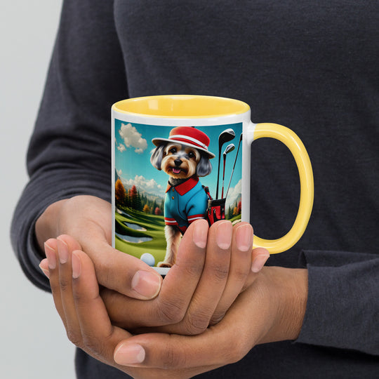 Yorkipoo Golfer- Mug with Color Inside v13