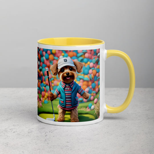 Yorkipoo Golfer- Mug with Color Inside v14