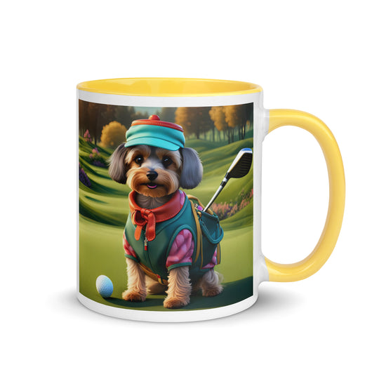 Yorkipoo Golfer- Mug with Color Inside v15