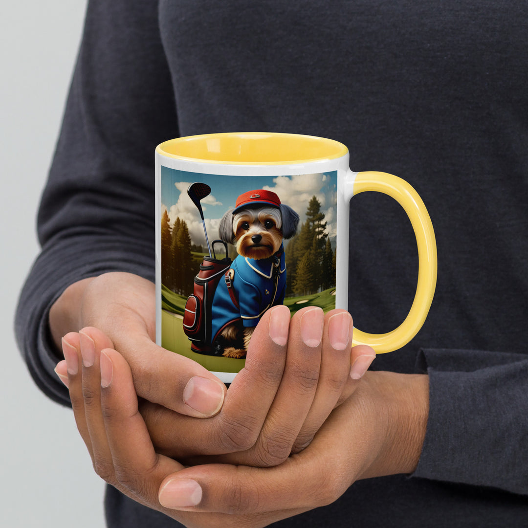 Yorkipoo Golfer- Mug with Color Inside v16