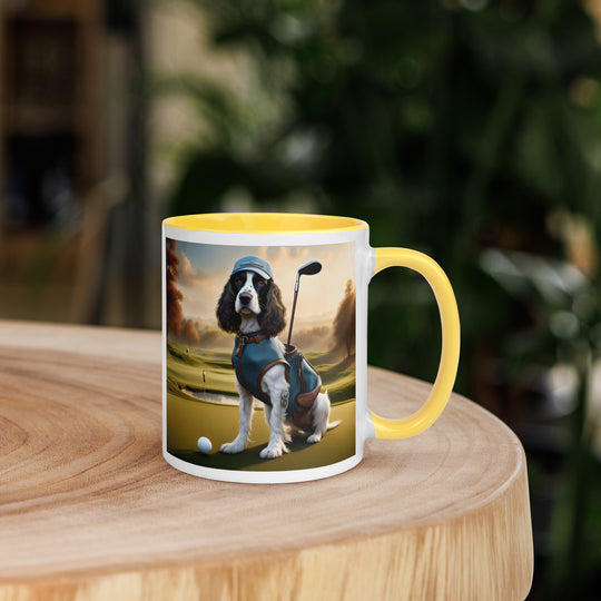 Sprocker Spaniel Golfer- Mug with Color Inside