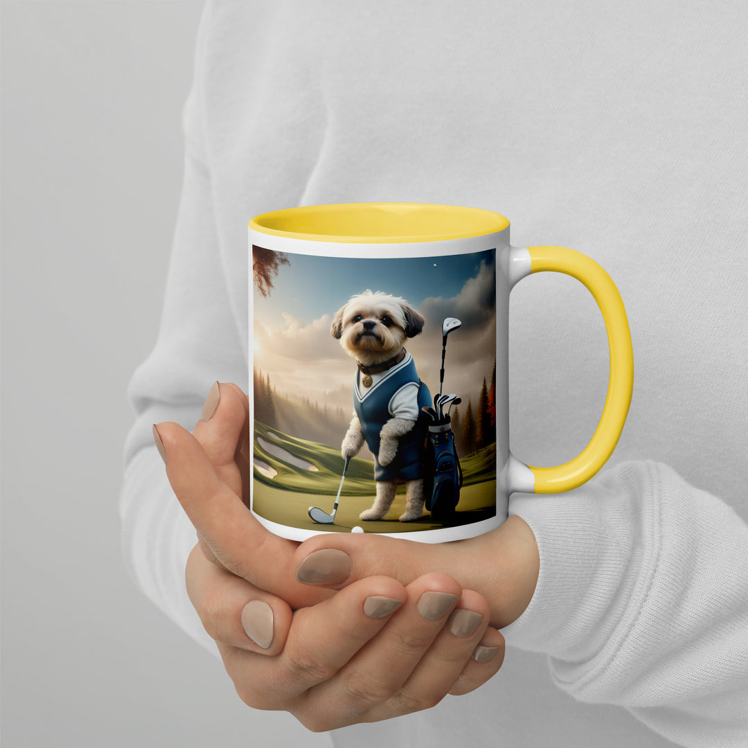 Pugapoo Golfer- Mug with Color Inside v6