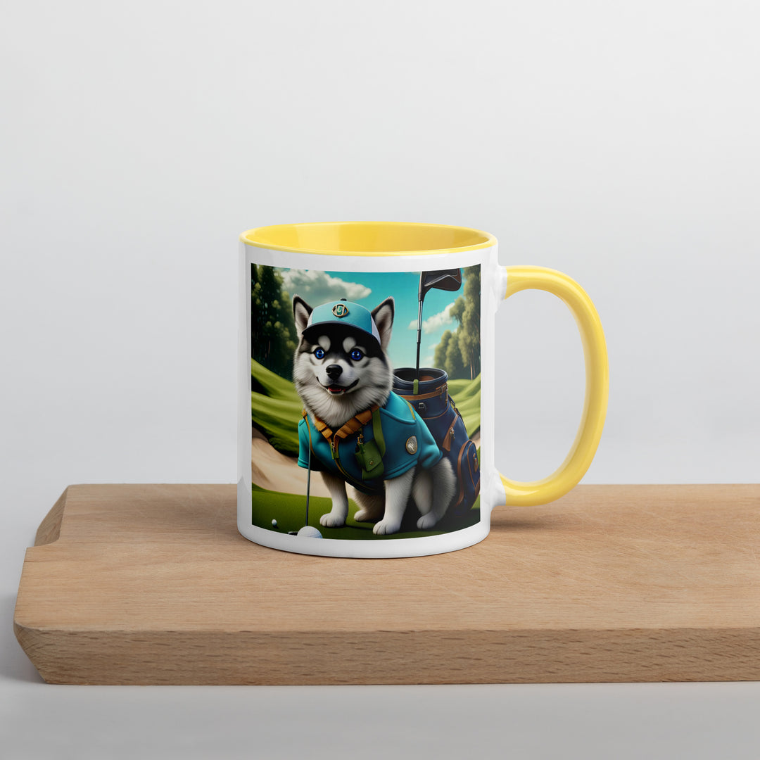 Pomsky Golfer- Mug with Color Inside