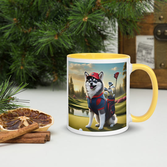 Pomsky Golfer- Mug with Color Inside v3