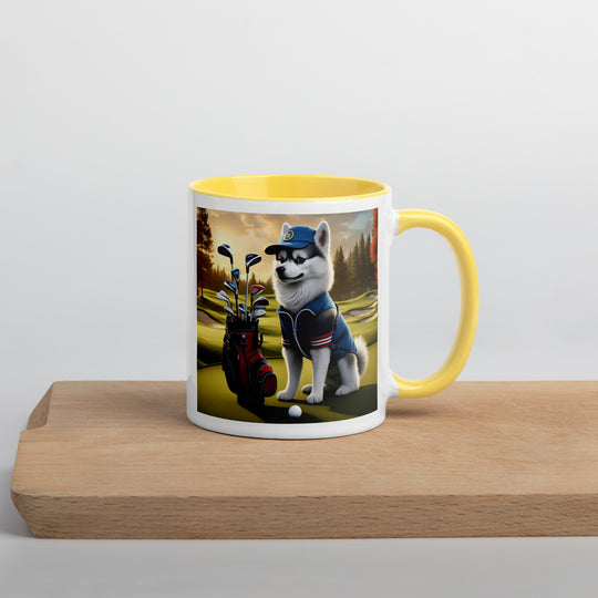 Pomsky Golfer- Mug with Color Inside v4