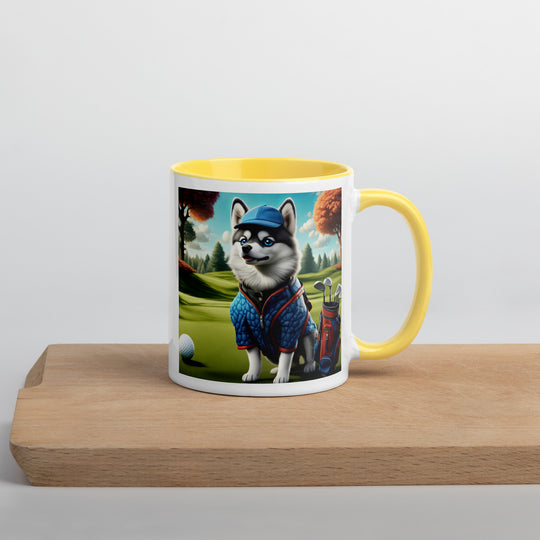 Pomsky Golfer- Mug with Color Inside v5