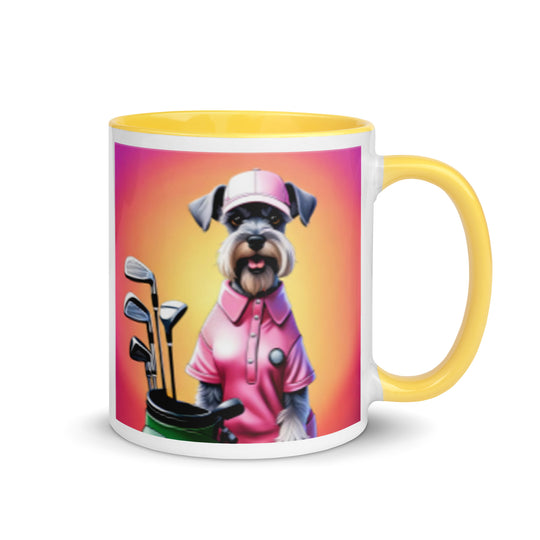 Miniature Schnauzer Golfer- Mug with Color Inside v4