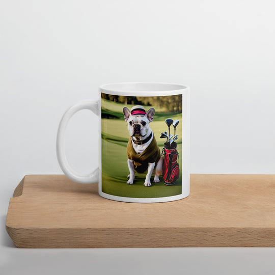 White glossy mug-French Bulldog Golfer V19