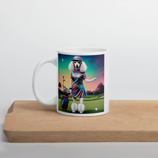 Poodle Golfer- White glossy mug v5