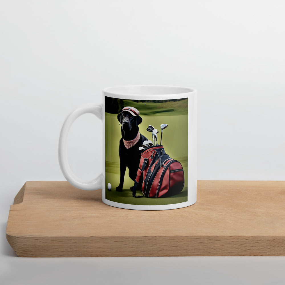 Golden Retriever Golfer-White glossy mug V5