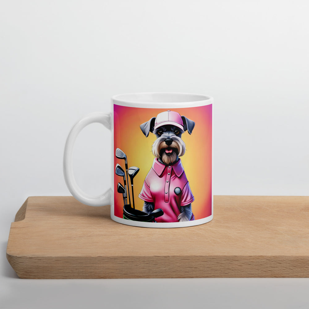 Miniature Schnauzer Golfer- White glossy mug