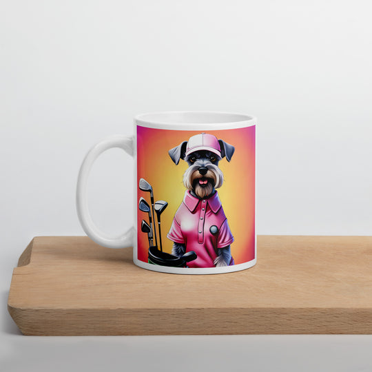 Miniature Schnauzer Golfer- White glossy mug