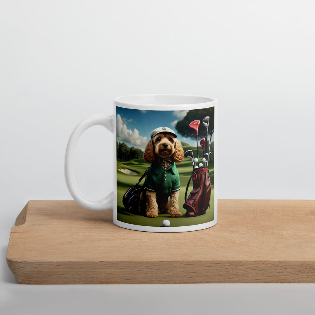 Cockapoo Golfer- White glossy mug