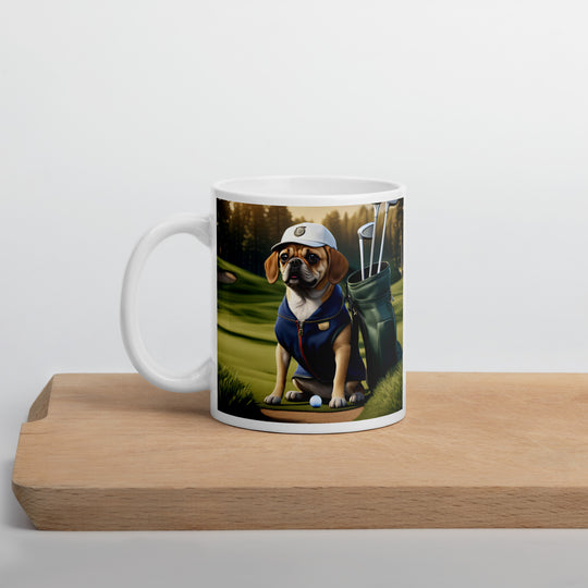 Puggle Golfer- White glossy mug