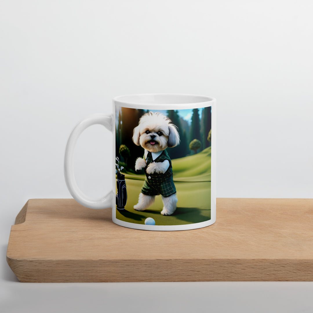 Shih-Poo Golfer- White glossy mug v3