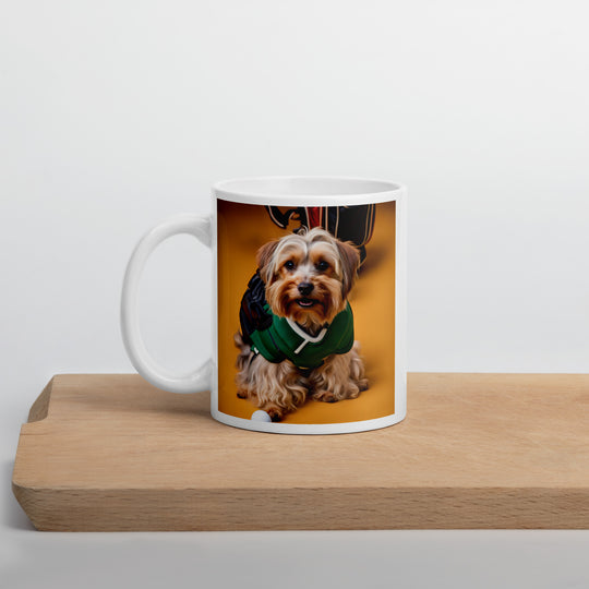 Yorkipoo Golfer- White glossy mug