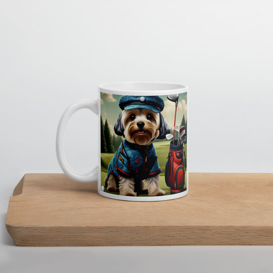 Yorkipoo Golfer- White glossy mug v4