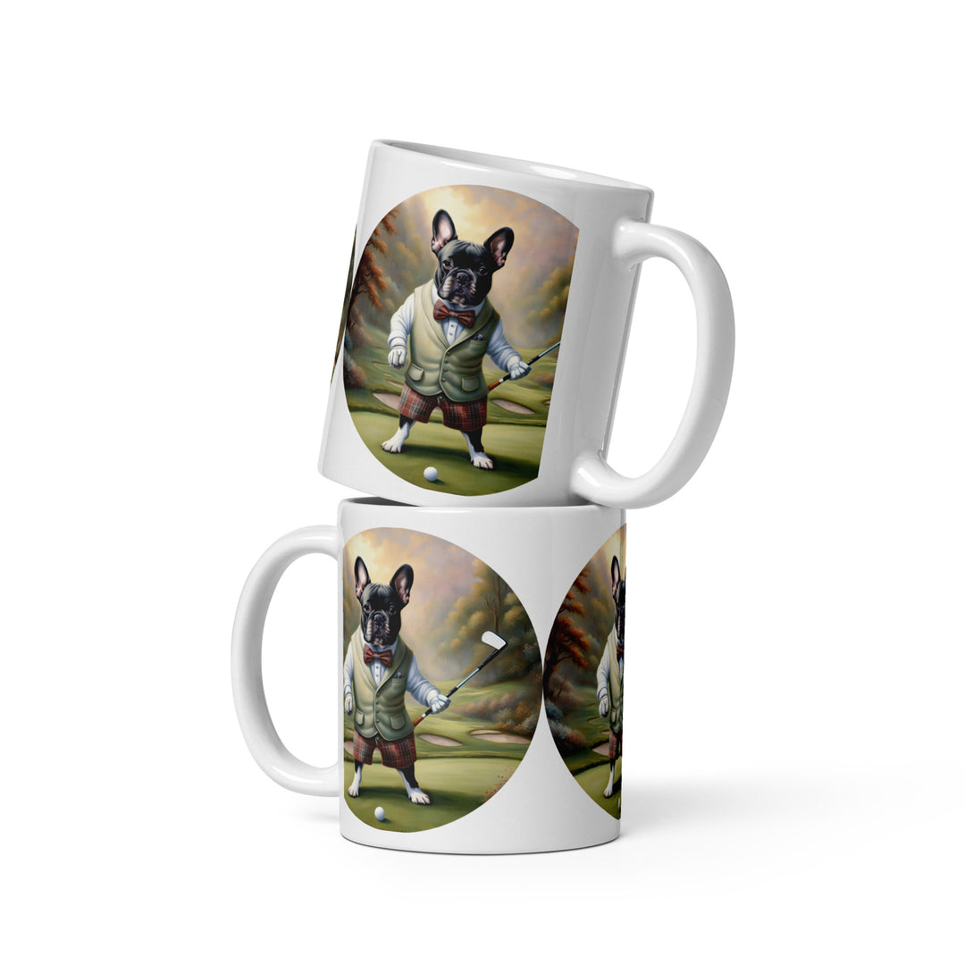 White glossy mug-French Bulldog V6