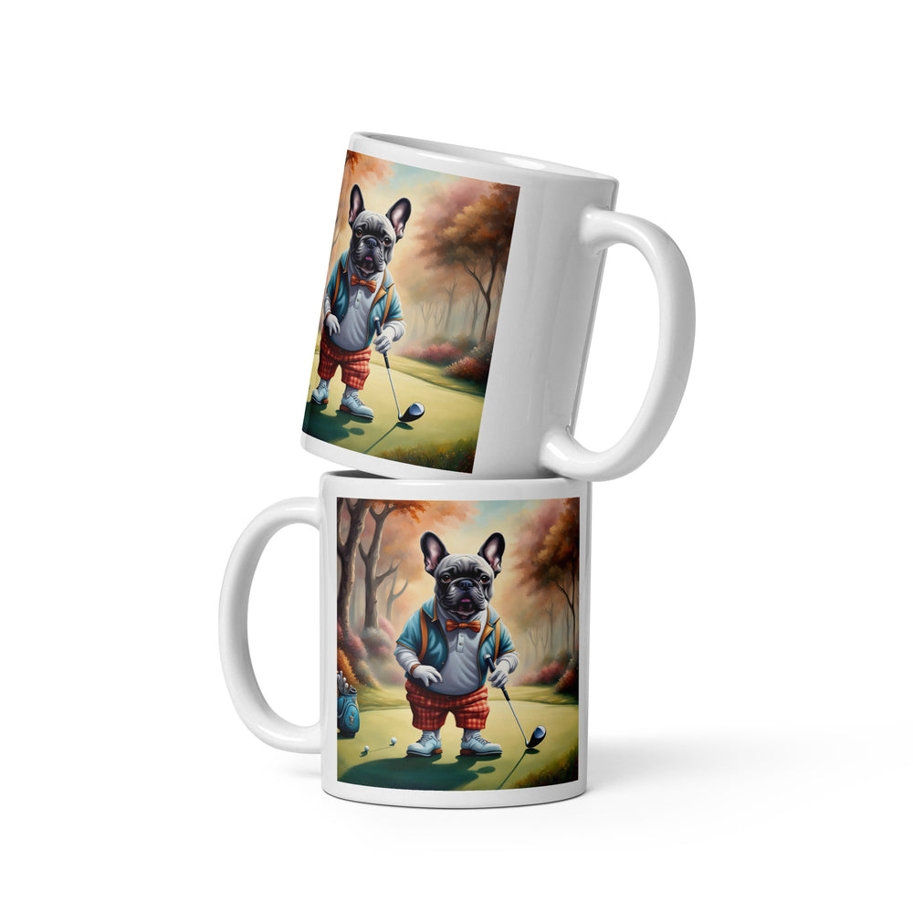 White glossy mug-French Bulldog V8