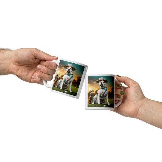 American Bulldog Golfer- White glossy mug v3