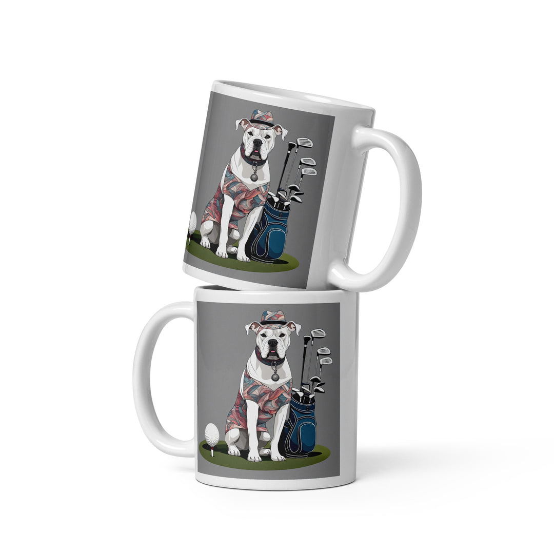 American Bulldog Golfer- White Glossy Mug v4