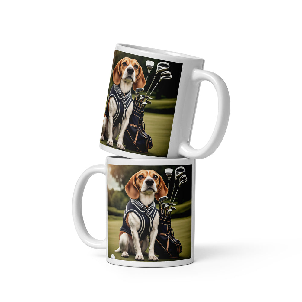 Beagle Golfer- White glossy mug