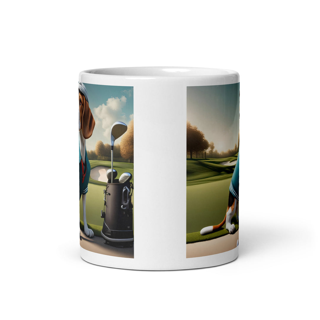 Beagle Golfer- White glossy mug v2