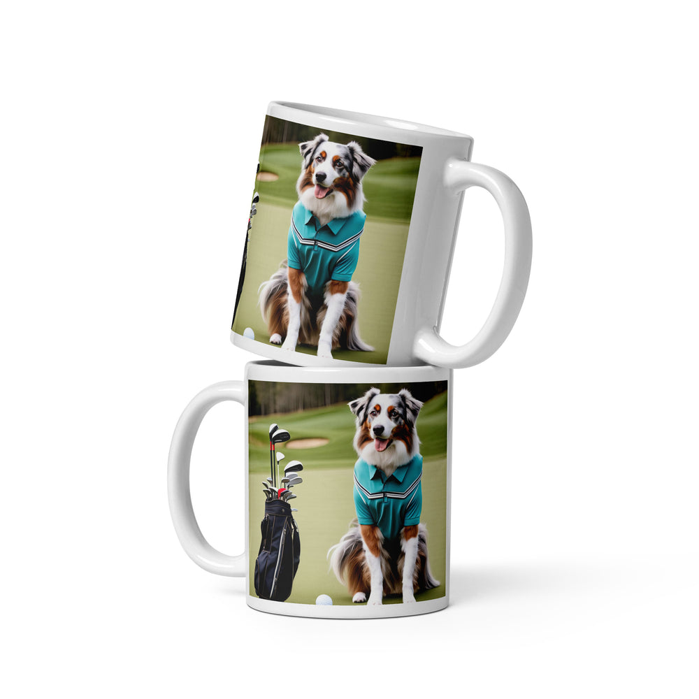 Australian Shepherd Golfer- White glossy mug v4