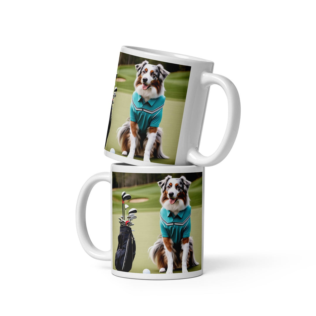 Australian Shepherd Golfer- White glossy mug v4