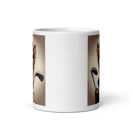 Yorkshire Terrier Golfer- White glossy mug v3