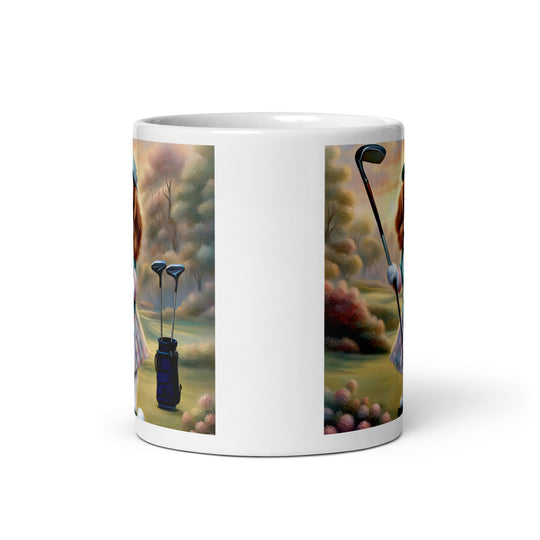 Cavalier King Charles Spaniel Golfer- White glossy mug