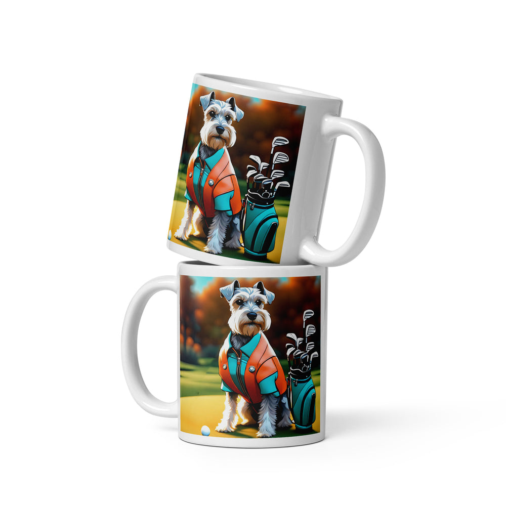 Miniature Schnauzer Golfer- White glossy mug v3