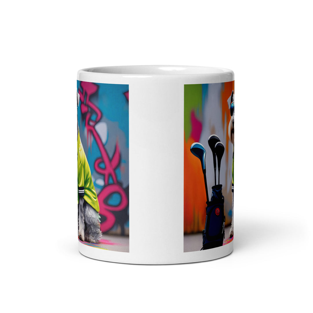 Miniature Schnauzer Golfer- White glossy mug v2