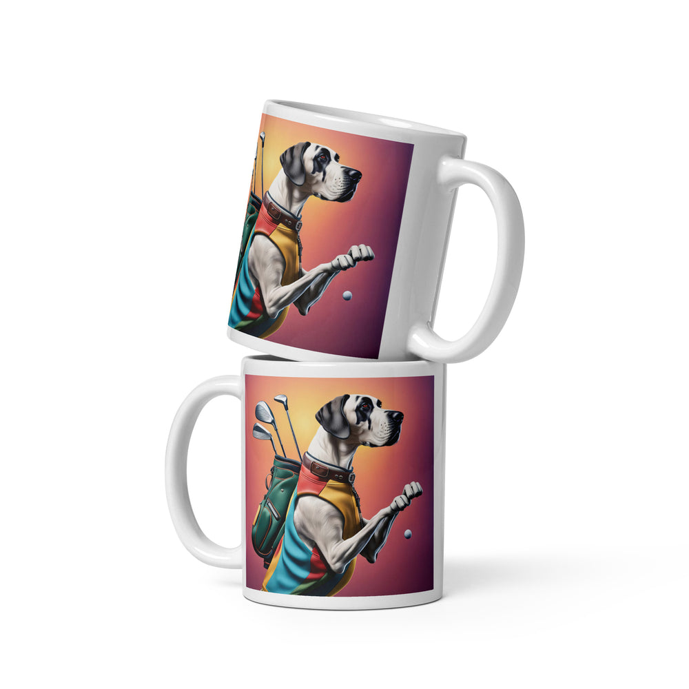 Great Dane Golfer- White glossy mug