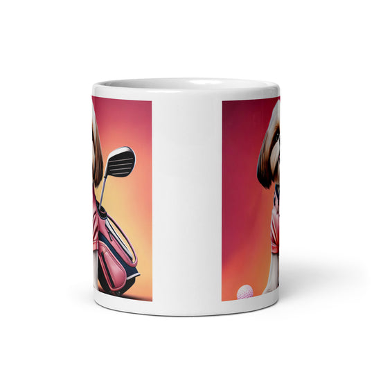 Shih Tzu Golfer- White glossy mug v2