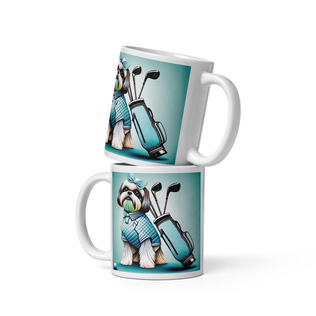 Shih Tzu Golfer- White glossy mug v4
