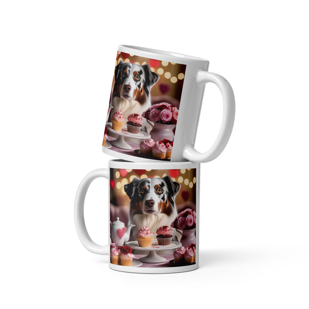 Australian Shepherd Romantic- White glossy mug