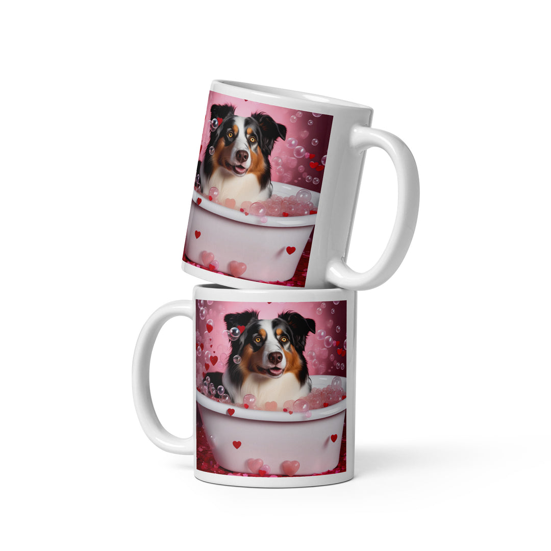 Australian Shepherd Romantic- White glossy mug v2