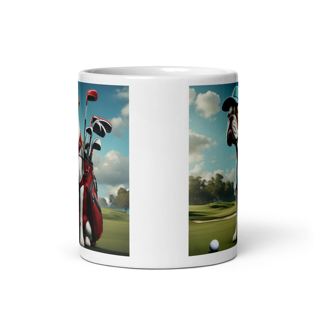 Catahoula Bulldog Golfer- White glossy mug