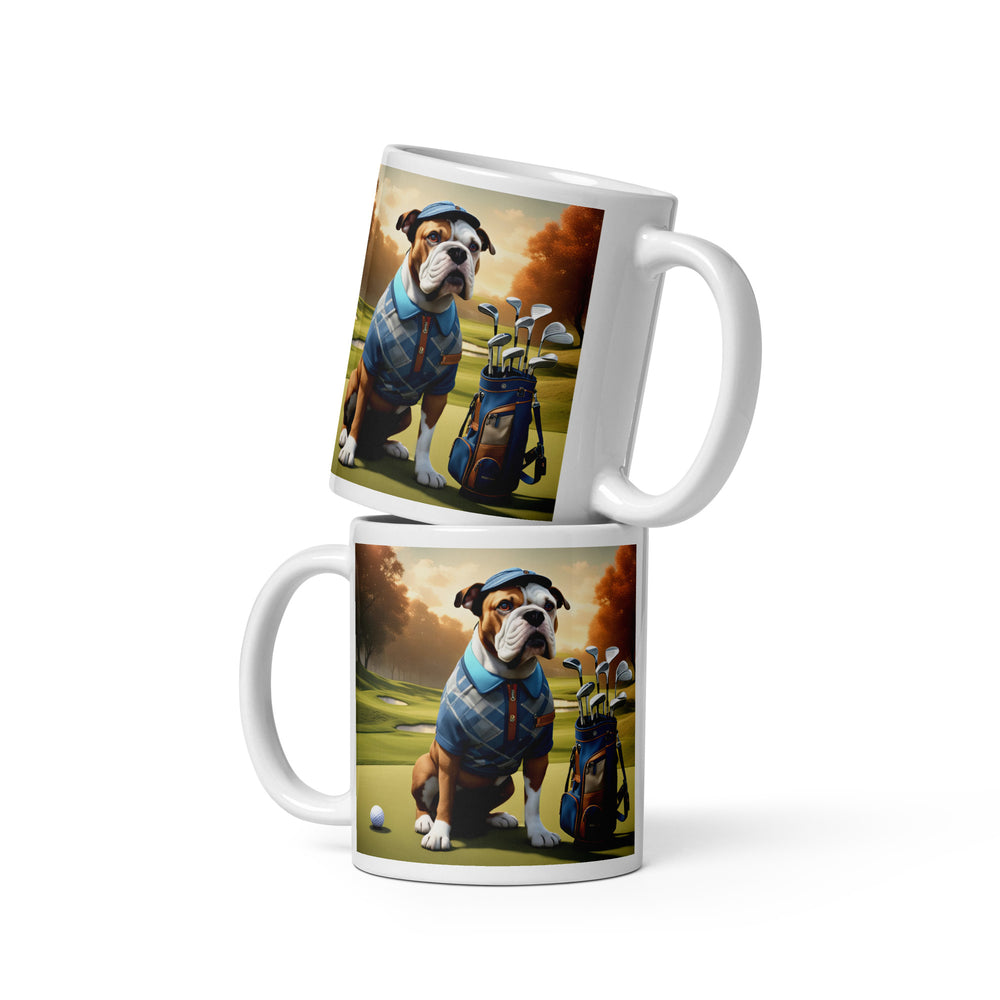 Catahoula Bulldog Golfer- White glossy mug v2