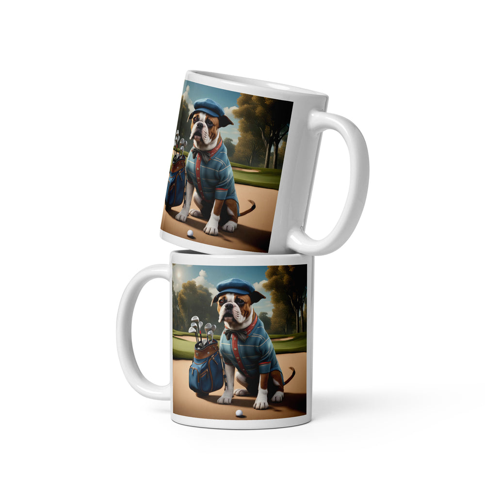 Catahoula Bulldog Golfer- White glossy mug v7