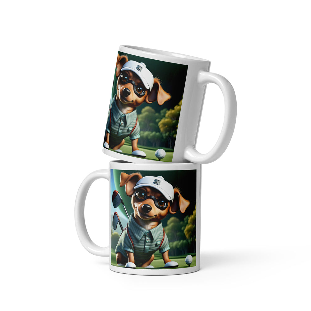 Chiweenie Golfer- White glossy mug v4