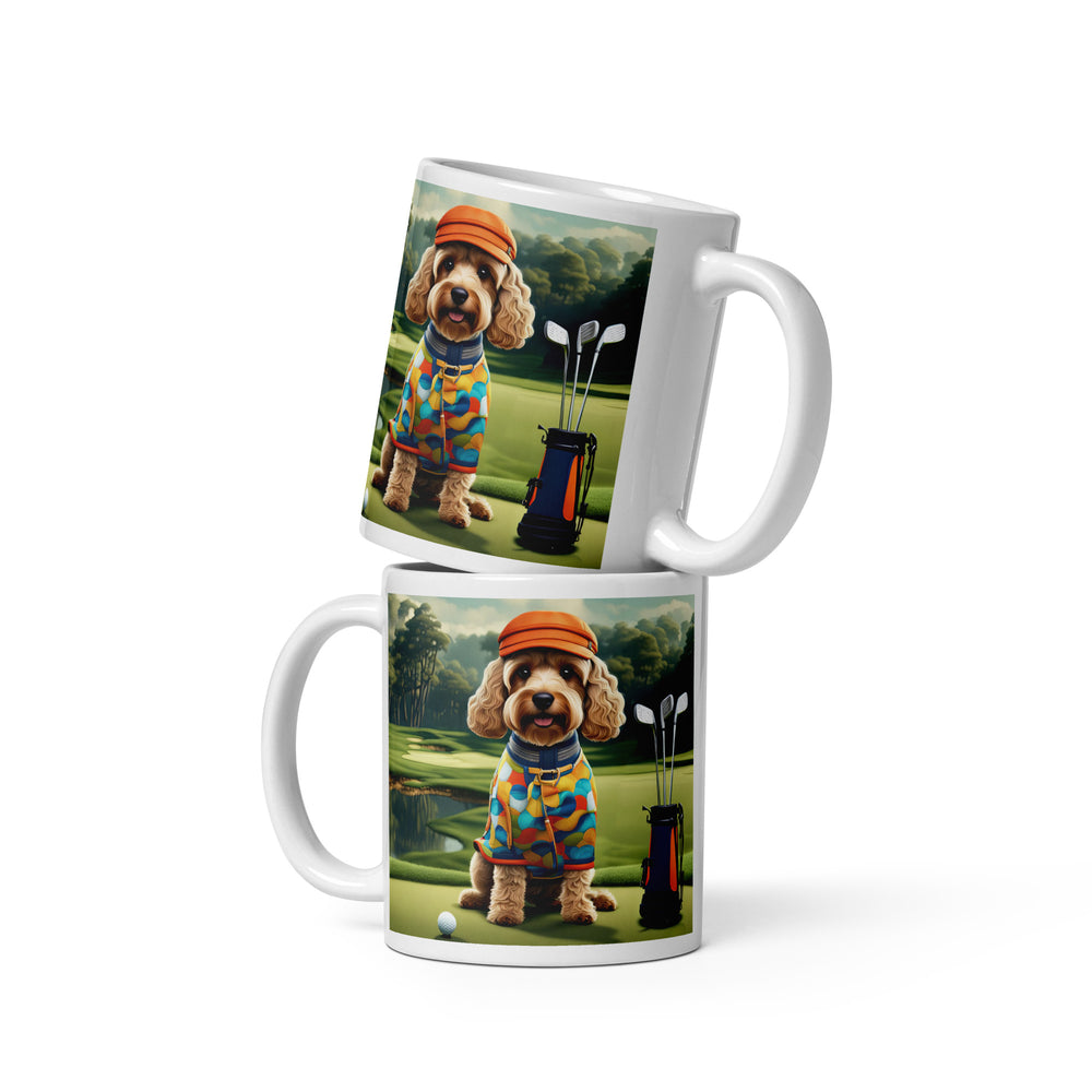 Cockapoo Golfer- White glossy mug v2