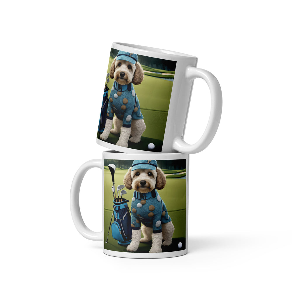 Cockapoo Golfer- White glossy mug v4