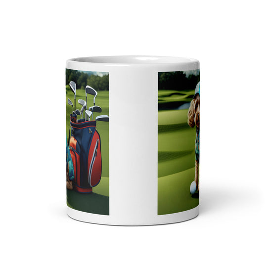 Cockapoo Golfer- White glossy mug v5