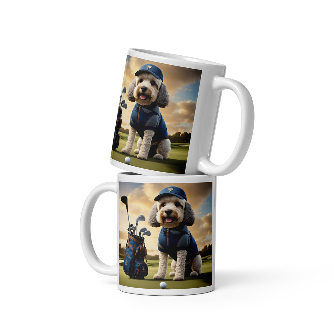 Cockapoo Golfer- White glossy mug v8