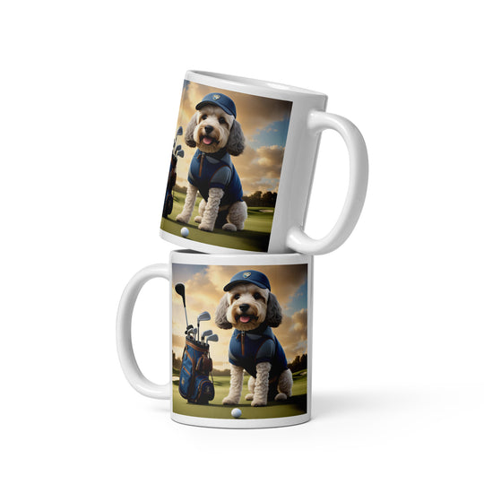 Cockapoo Golfer- White glossy mug v8