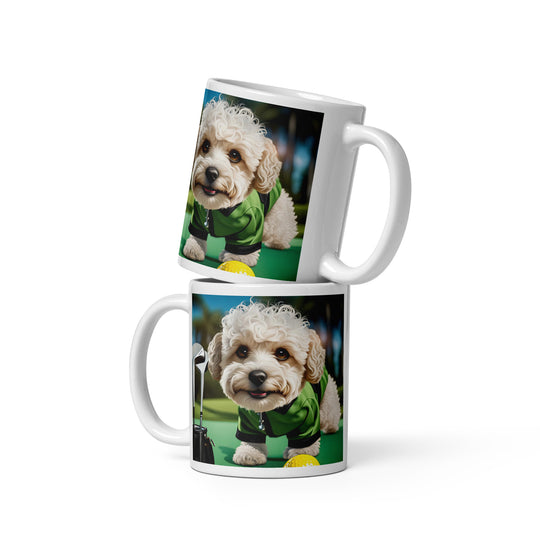 Maltipoo Golfer- White glossy mug v5