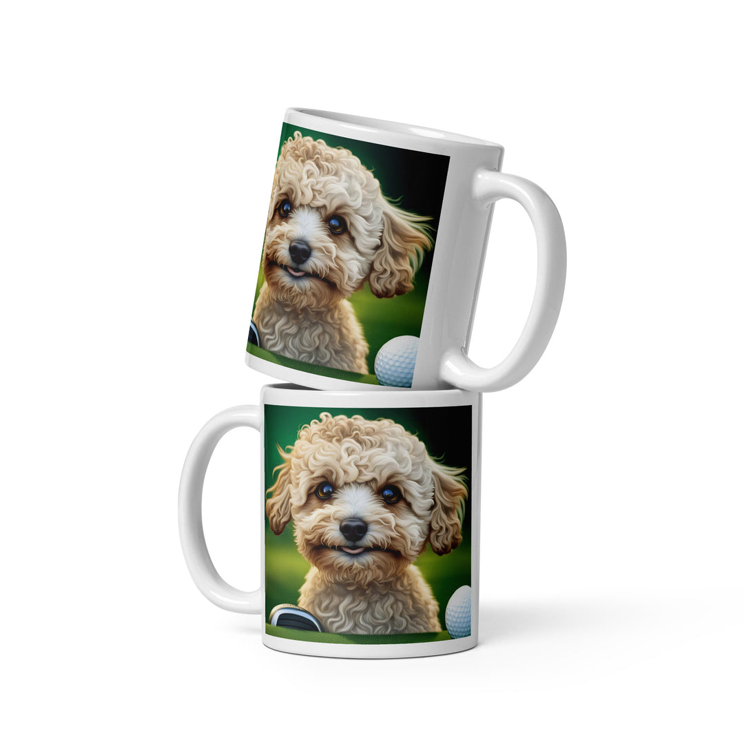 Maltipoo Golfer- White glossy mug v6