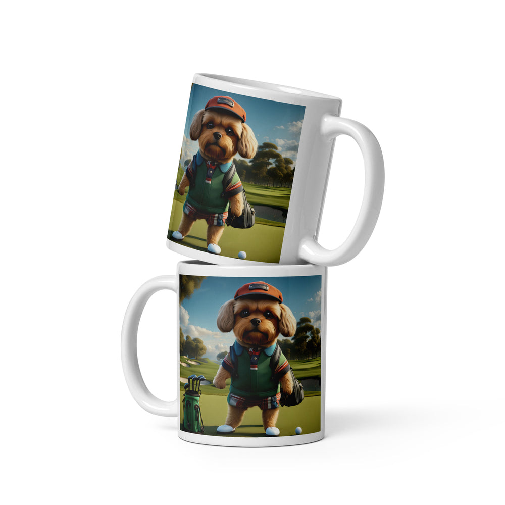 Pekapoo Golfer- White glossy mug v2